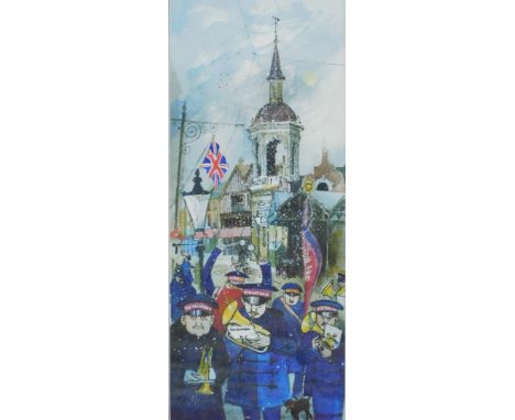 Colin Carr (1929-2002). Salvation Army band, watercolour, signed, 30cm x 13cm.