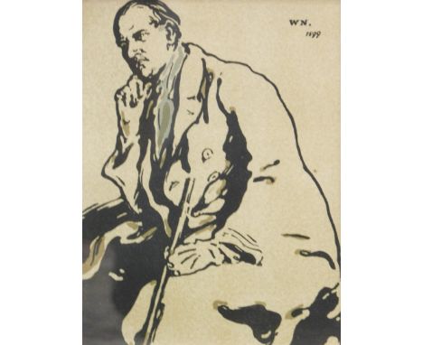 William Newzam Prior Nicholson (1872-1949).  James Pride, portrait, block print, initialled and dated 1899, 21cm x 14cm.