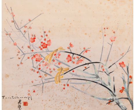 Full title: Fang Junbi (1898-1986): ÔBlossoming branches', ink and colour on paperDescription:Dim.: 140 x 67 cm (the scroll)D