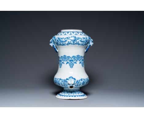 Full title: A large Dutch Delft blue and white albarello-shaped fountain, late 17th C.Description:H.: 43,5 cmÊ ÊÊThe unusual 
