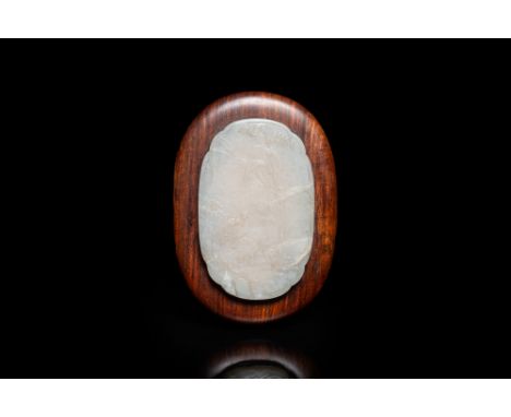 Full title: A Chinese wooden box and cover with a white jade 'quail' plaque, 18/19th C.Description:Dim.: 13 x 9 x 6 cm (the b