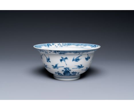 Full title: A Chinese blue and white 'twelve magpies' bowl, Chenghua mark, KangxiDescription:Dia.: 15,5 cm - H.: 7,5 cmÊ Cond