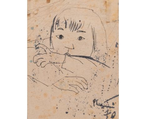 Full title: Bui Xuan Phai (Vietnam, 1920-1988): 'Portrait of a girl', ink on paper, signed and dated 1970Description:Dim.: 34