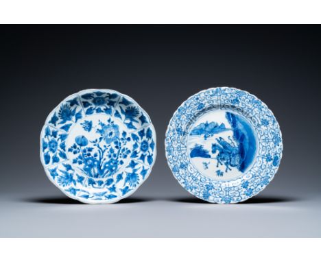 Full title: Two Chinese blue and white dishes, KangxiDescription:Dia.: 29 cmThe absence of a condition report does not imply 