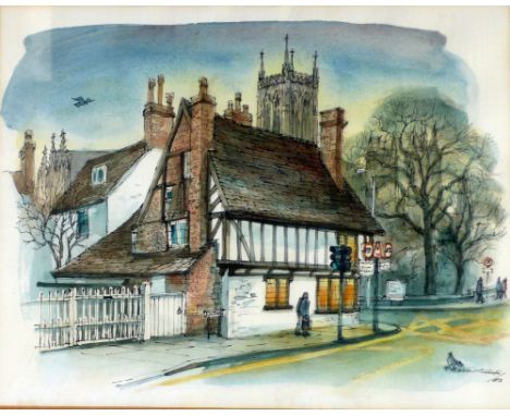ALBIN TROWSKI (1919-2012)  DRAWING/WATERCOLOUR/INK PEN  'Lincoln' 1983 Signed and dated 10 1/2" x 13" (26.6cm x 33cm) 