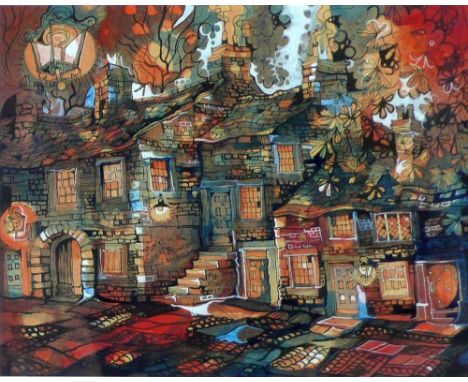•PAT COOKE PEN AND WATERCOLOUR DRAWING 'Hamlet in the Vale of Bowland, Lancashire'  Signed, titled and dated 1980 8" x 10" (2