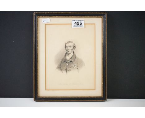 19th century Pen and Wash Portrait of the Duke of Wellington, 20cm x 16cm, framed and glazed 
