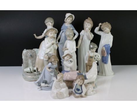 Eleven Nao Ceramic Figures, tallest 32cm together with a Nao Goose 