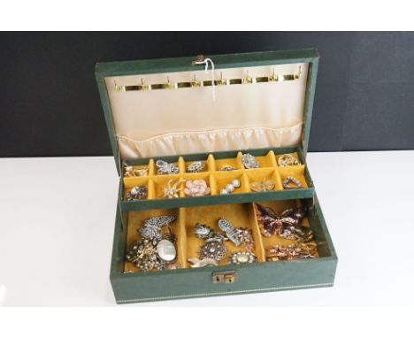 Collection of Brooches including Gilt, Rhinestone, Faux Pearl, etc (37) 