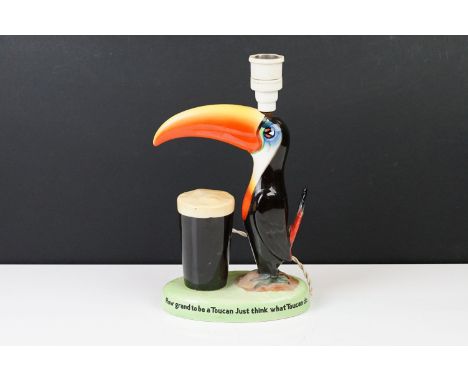 Advertising - Carlton Ware Guinness toucan ceramic table lamp, motto reads 'How Grand To Be a Toucan Just think what Toucan d