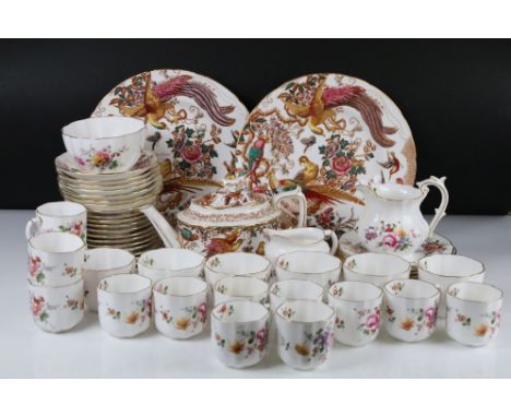 Royal Crown Derby ' Derby Posies ' Teaware including 6 tea cups and 7 saucers, 13 coffee cups and saucers, 2 milk jugs, 6 tea