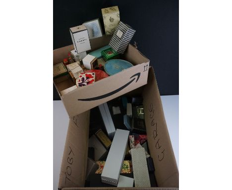 A mixed collection of mainly vintage costume jewellery together with a collection of boxed vintage perfumes. 