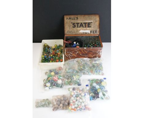 A collection of mixed marbles to include vintage examples. 