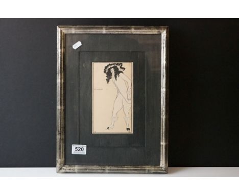 Aubrey Beardsley (1872-1898) Illustrated Portrait Print of a 17th Gentleman, 19cm x 10cm, framed and glazed 