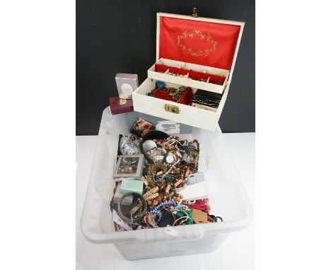 A large collection of mixed vintage and contemporary costume jewellery. 
