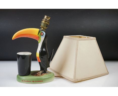 Advertising - Carlton ware Guinness Toucan Ceramic Table Lamp, motto reads ' My Goodness - My Guinness ' to both sides, 28cm 