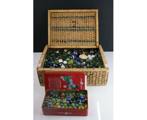A large collection of mixed marbles to include vintage examples. 