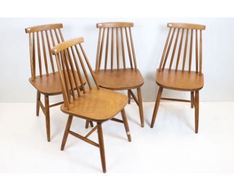 Set of Four Mid century Ercol style Stickback Dining Chairs 
