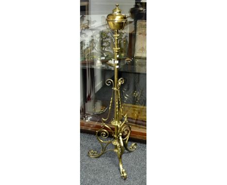 A 19th century brass telescopic oil lamp, converted to electricity 