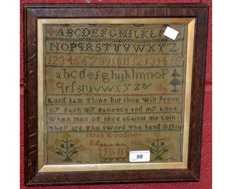 A George III needlework sampler, Sarah Woodings 1811