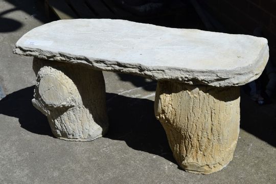 reconstituted stone bench, obround seat reconstituted stone bench (concrete