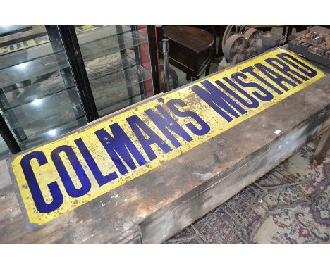 Advertising- Colman's Mustard enamel sign, on yellow back ground and blue writing 