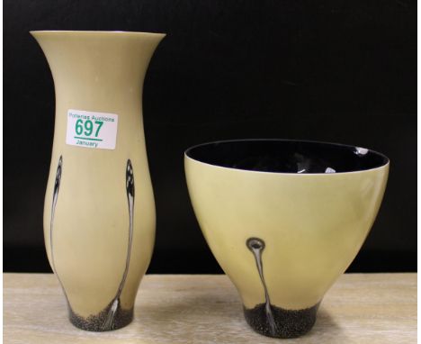 Caithness Art Glass Vases: shorter item with chip to rim, height of tallest 22cm(2) 