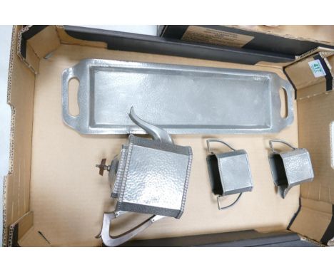 Craftsman Pewter Sheffield Deco Tea Service &amp; Tray: 