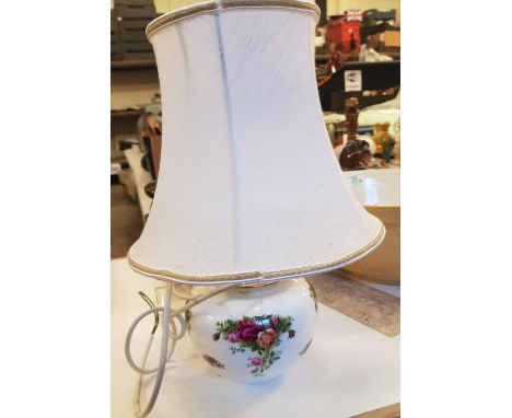 Royal Albert Old Country Rose Pattern Lamp Base: height with shade, height 38cm