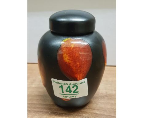 Poole Pottery Small Globular Glazed Lidded Vase: height  10cm 