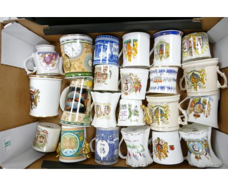 A collection of Royalist Theme Commemorative Mugs, Loving Cups  etc: 