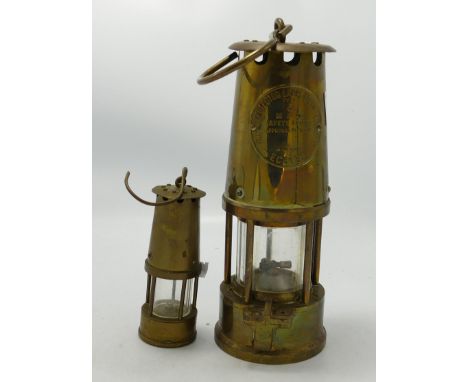 Eccles Type 6 Miners Safety Lamp: together with similar smaller novelty item(2) 