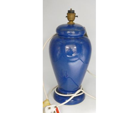 Large Denby Cobalt Blue Lamp Base: height 38cm 