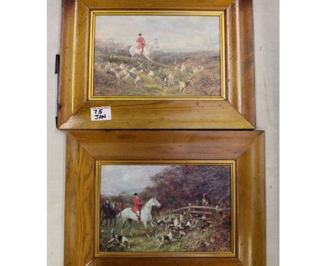 Two vintage framed hunting prints: 37.5cm x 29cm (2). 