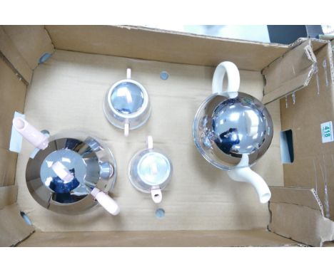 Ever Hot Type Deco Chrome &amp; Pottery Tea Service: together with similar large teapot 