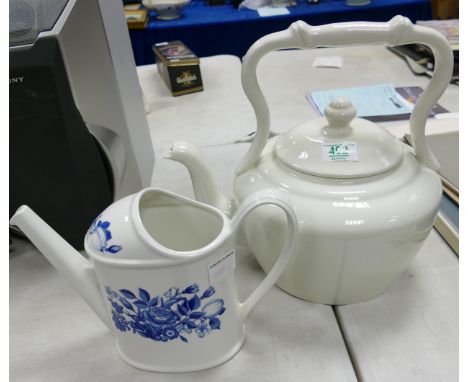 Large Un Decorated Ornamental Kettle: together with similar Portmierion item, tallest 33cm(2) 