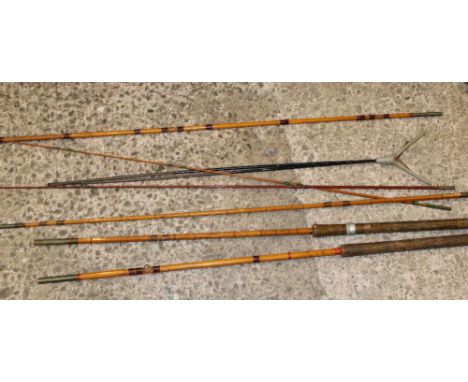 Two vintage split cane course fishing rods: Forshaws 'Greencrest' &amp; Craddock 'The Willow' (2). 