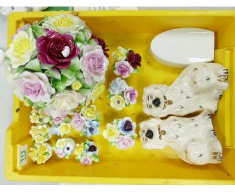 A mixed collection of item to include: Royal Doulton Staffordshire Dog figures, Royal Doulton &amp; similar Floral Fancies et