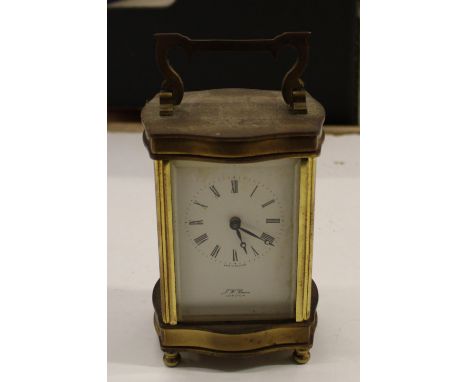 J W Benson London Brass Carriage Clock: 