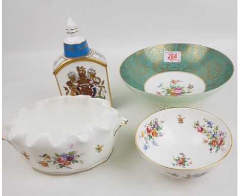 Minton items to include: Marlow Patterned Handled planter, Floral Decorated Footed Bowl (chip to rim) &amp; smaller similar i