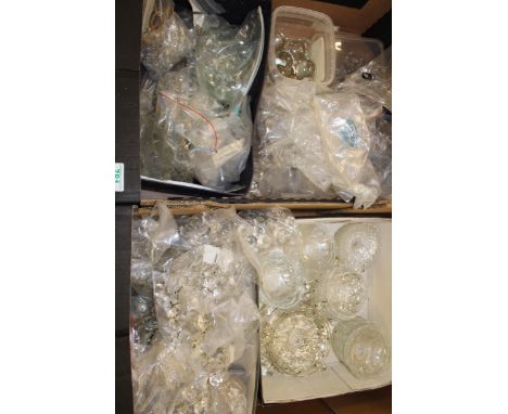 Two Trays of Glass Lustre's  &amp; similar Light Fittings: 