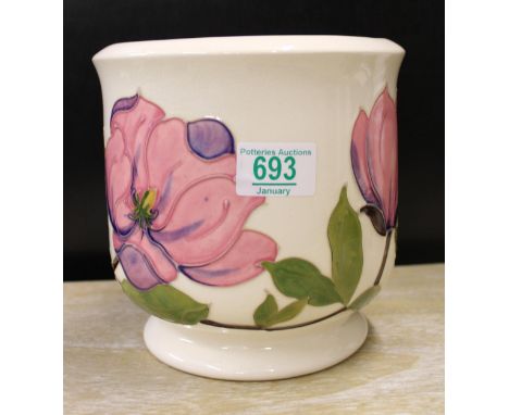 Moorcroft Pink Magnolia Patterned Planter: height 17cm 