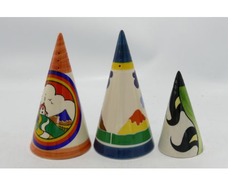 Moorland Pottery Chelsea Works Hand Decorated Sugar Sifters: together with un marked smaller item(3) 