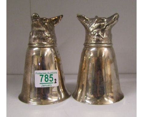 Pair of Silver Plated/white metal Stirrup Cups: 