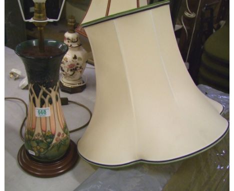 Large Moorcroft Cluny Patterned Lamp Base: height to top of fitting 44cm, with original Shade 