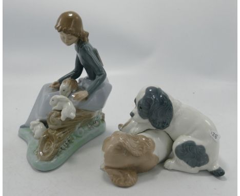 Boxed Nao Figures Girl with Rabbits 1026 &amp; Wake Up 385: height of tallest 17cm(2) 