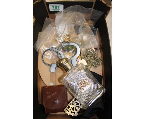 A mixed collection of items to include: vintage badges, silver plated Nurse's Belt, oddments &amp; fancies etc 