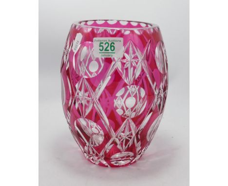 Cut Glass Crystal Ruby Glass Vase: height 21cm 