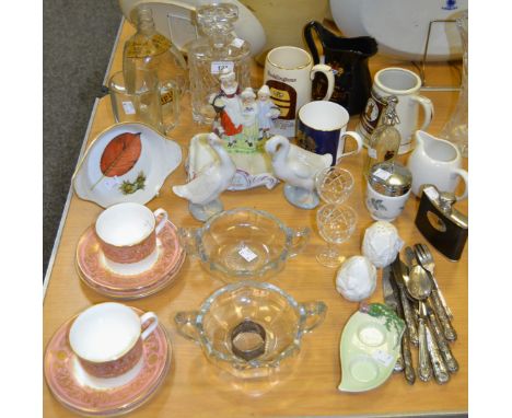 Ceramics and Glass - a Marston's water jug; a Boddington's tankard; a pair of Nao Geese models; a cut glass decanter; a Royal