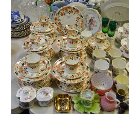 Ceramics and Glass  - a Royal Crown Derby 1128 pattern trinket dish, solid gold band; a Staffordshire part tea service; green